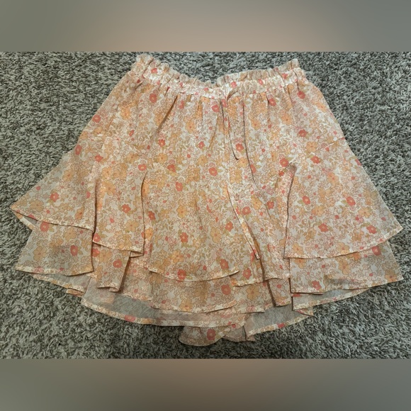 Pants - Women’s Small Floral Ruffle Skort Cottagecore Boho Mini Skirt Shorts Overlay